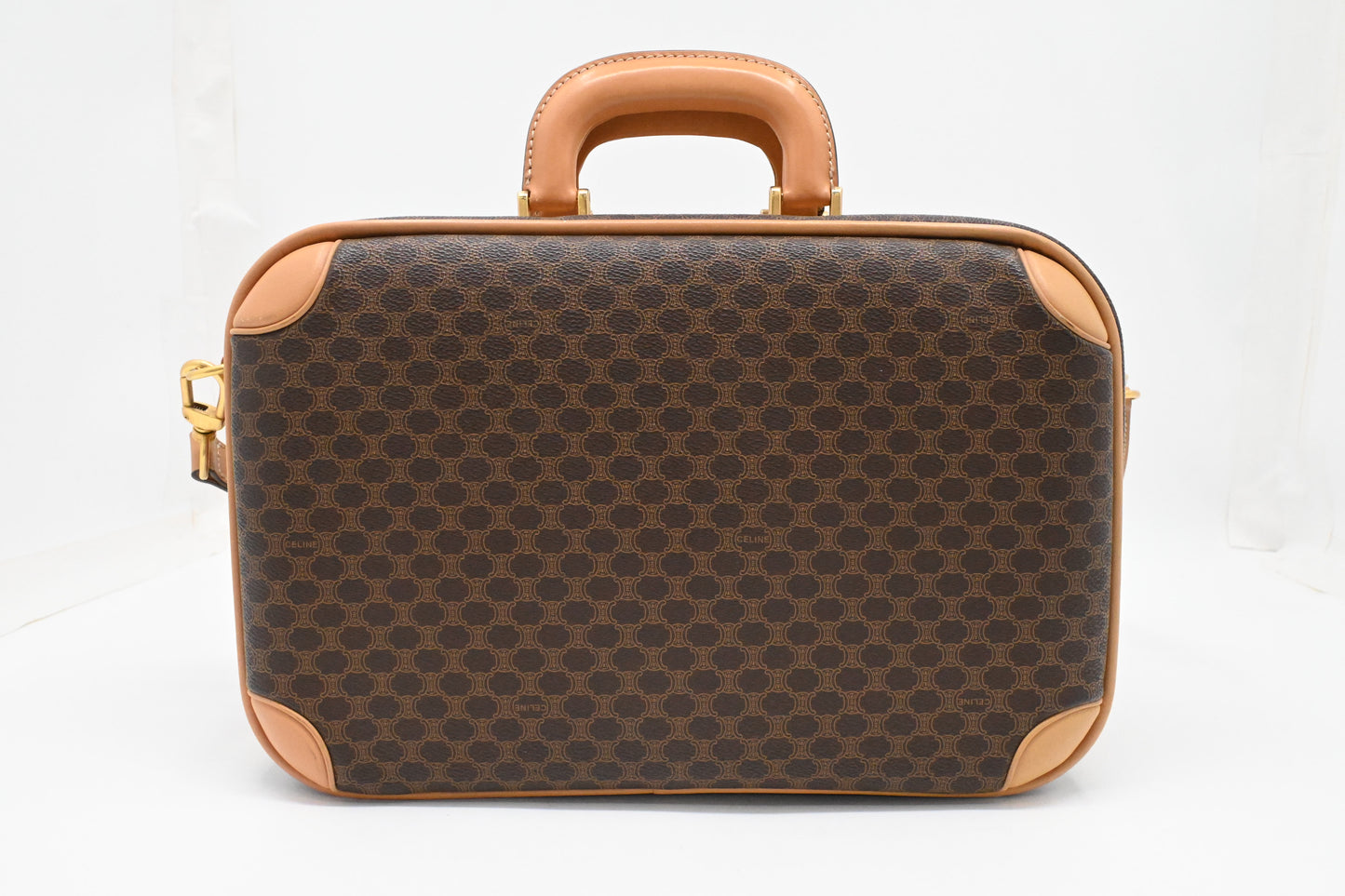 Celine Mini Trunk Bag in Brown Macadam Canvas