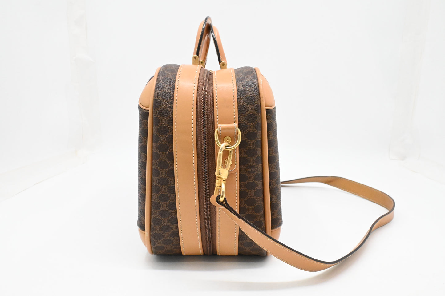 Celine Mini Trunk Bag in Brown Macadam Canvas