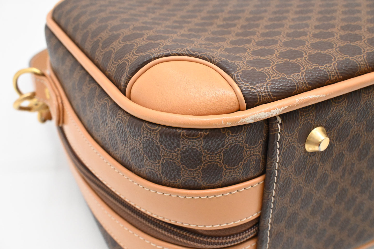 Celine Mini Trunk Bag in Brown Macadam Canvas