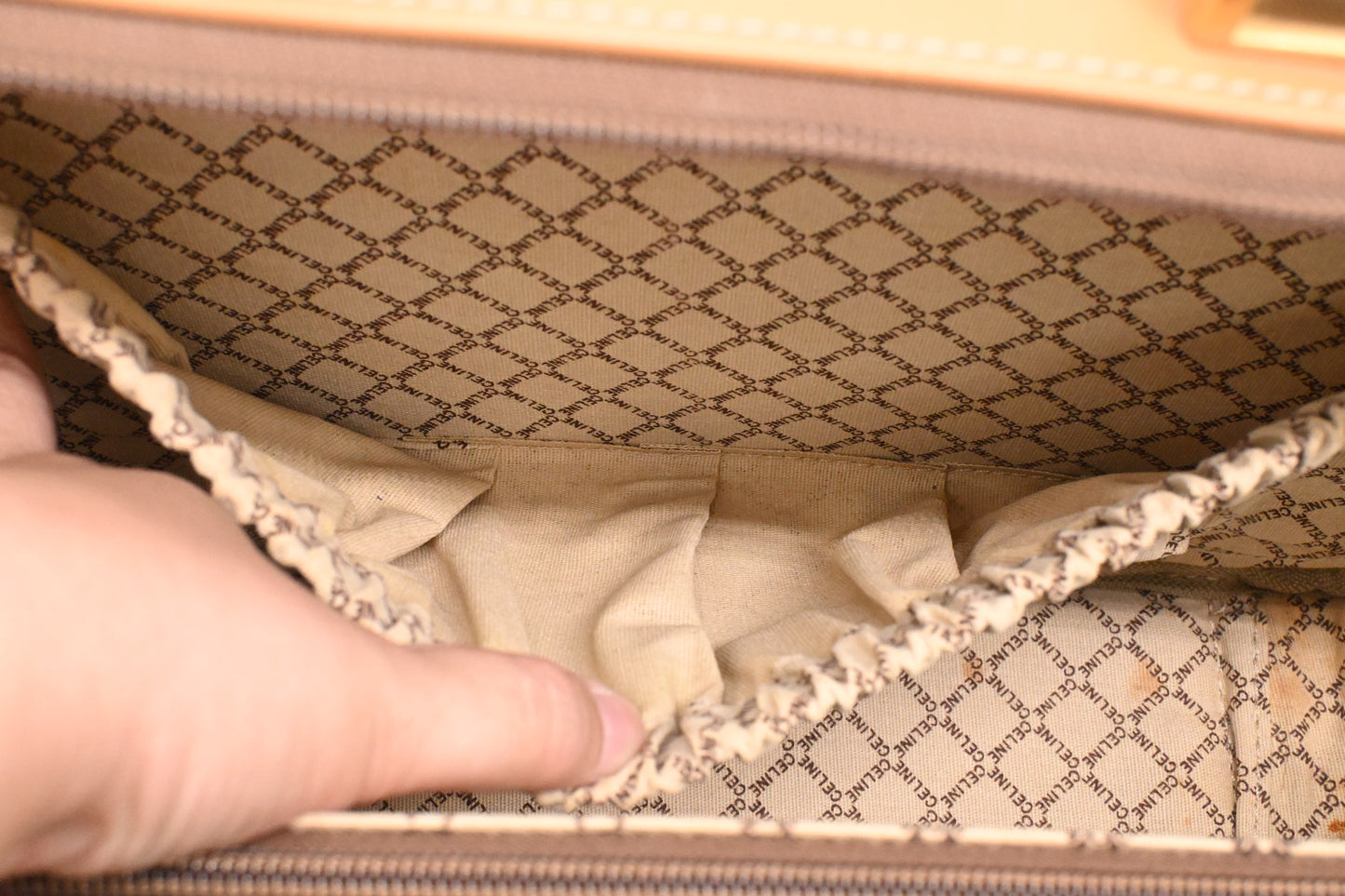 Celine Mini Trunk Bag in Brown Macadam Canvas