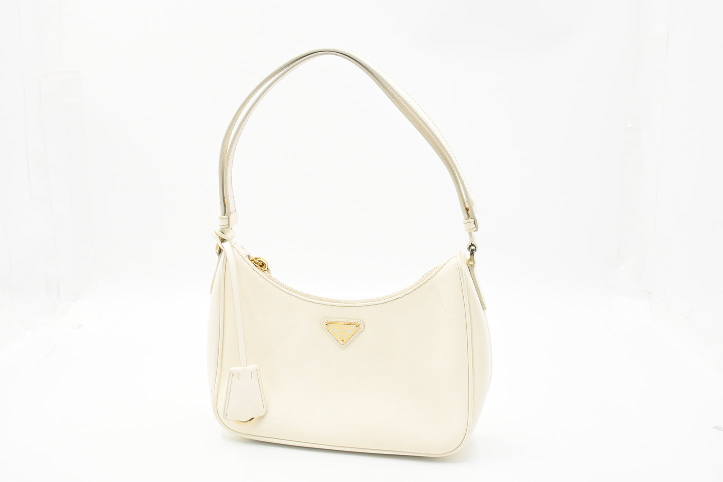 Prada Shoulder Bag in White Saffiano Leather