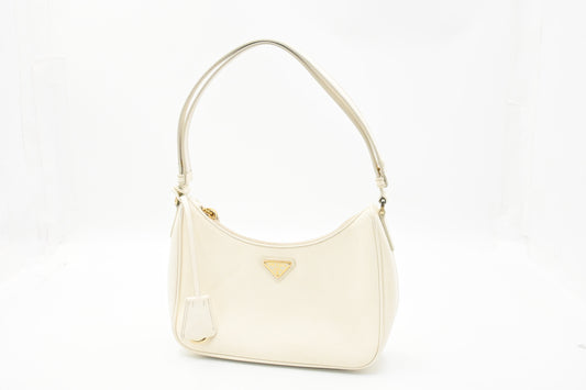 Prada Shoulder Bag in White Saffiano Leather