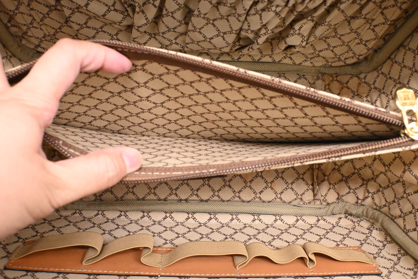 Celine Mini Trunk Bag in Brown Macadam Canvas
