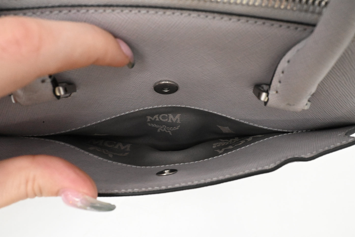 MCM 2 way Bag in Grey Leather