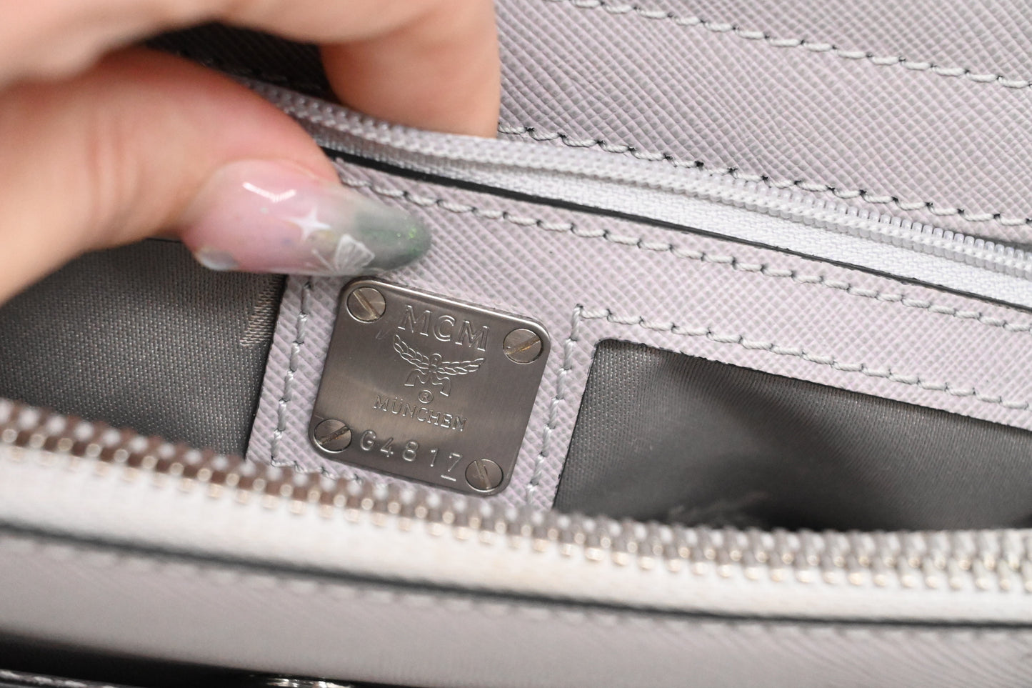 MCM 2 way Bag in Grey Leather