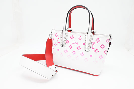 Louboutin Cabata in White and Pink Leather