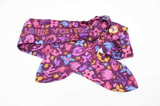 Louis Vuitton Bandeau with Ring in Purple Floral Silk