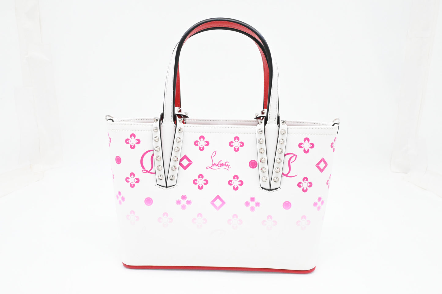 Louboutin Cabata in White and Pink Leather
