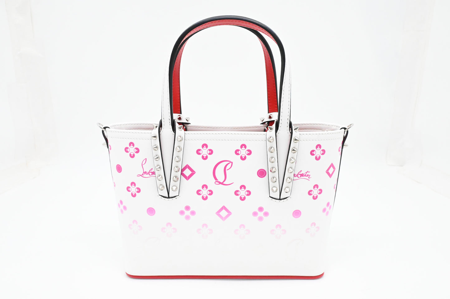 Louboutin Cabata in White and Pink Leather