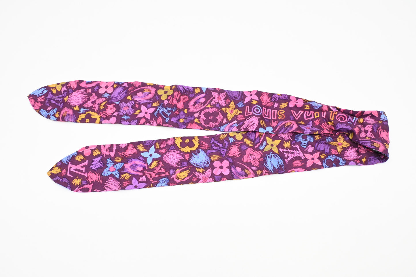 Louis Vuitton Bandeau with Ring in Purple Floral Silk