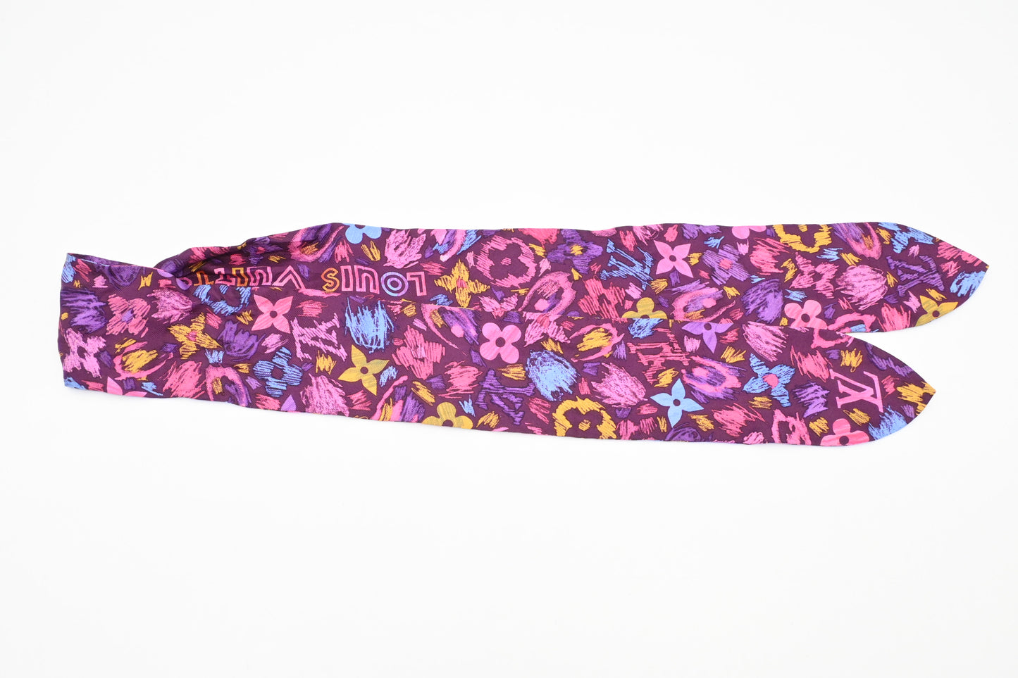 Louis Vuitton Bandeau with Ring in Purple Floral Silk