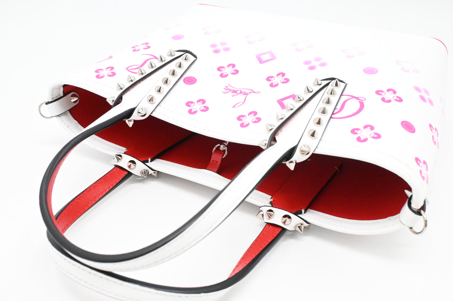 Louboutin Cabata in White and Pink Leather