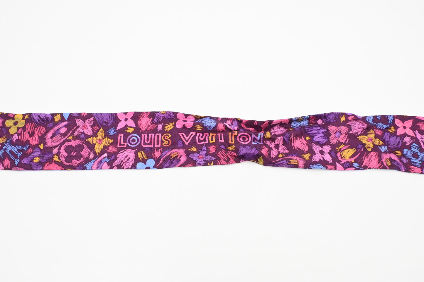 Louis Vuitton Bandeau with Ring in Purple Floral Silk