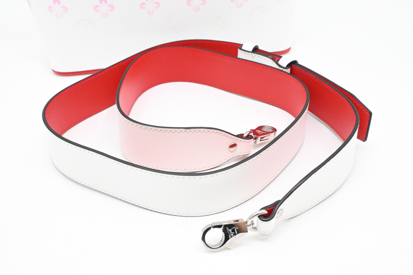 Louboutin Cabata in White and Pink Leather