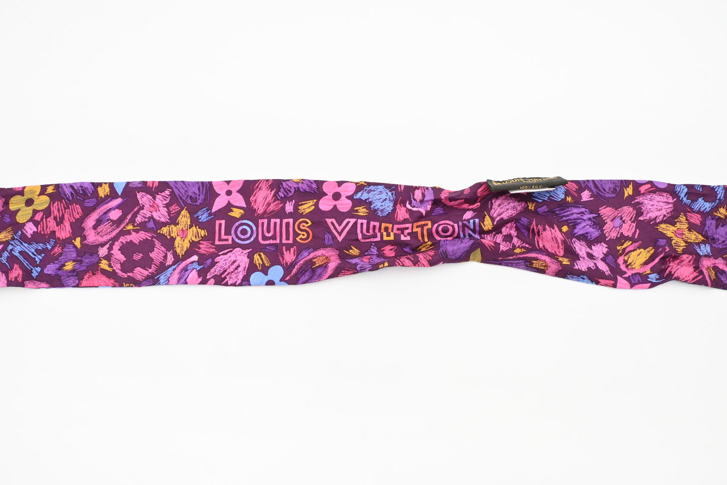 Louis Vuitton Bandeau with Ring in Purple Floral Silk