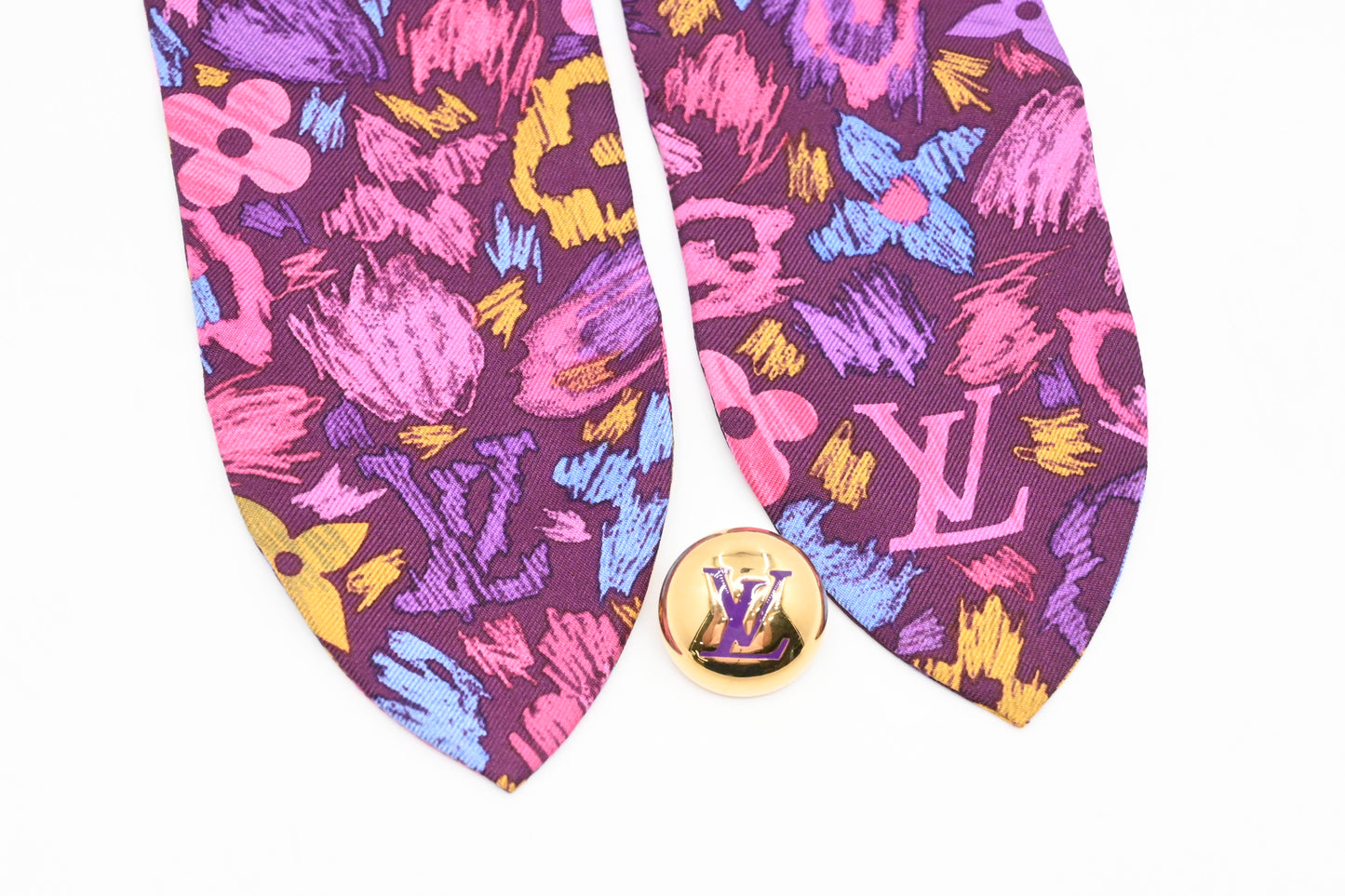 Louis Vuitton Bandeau with Ring in Purple Floral Silk