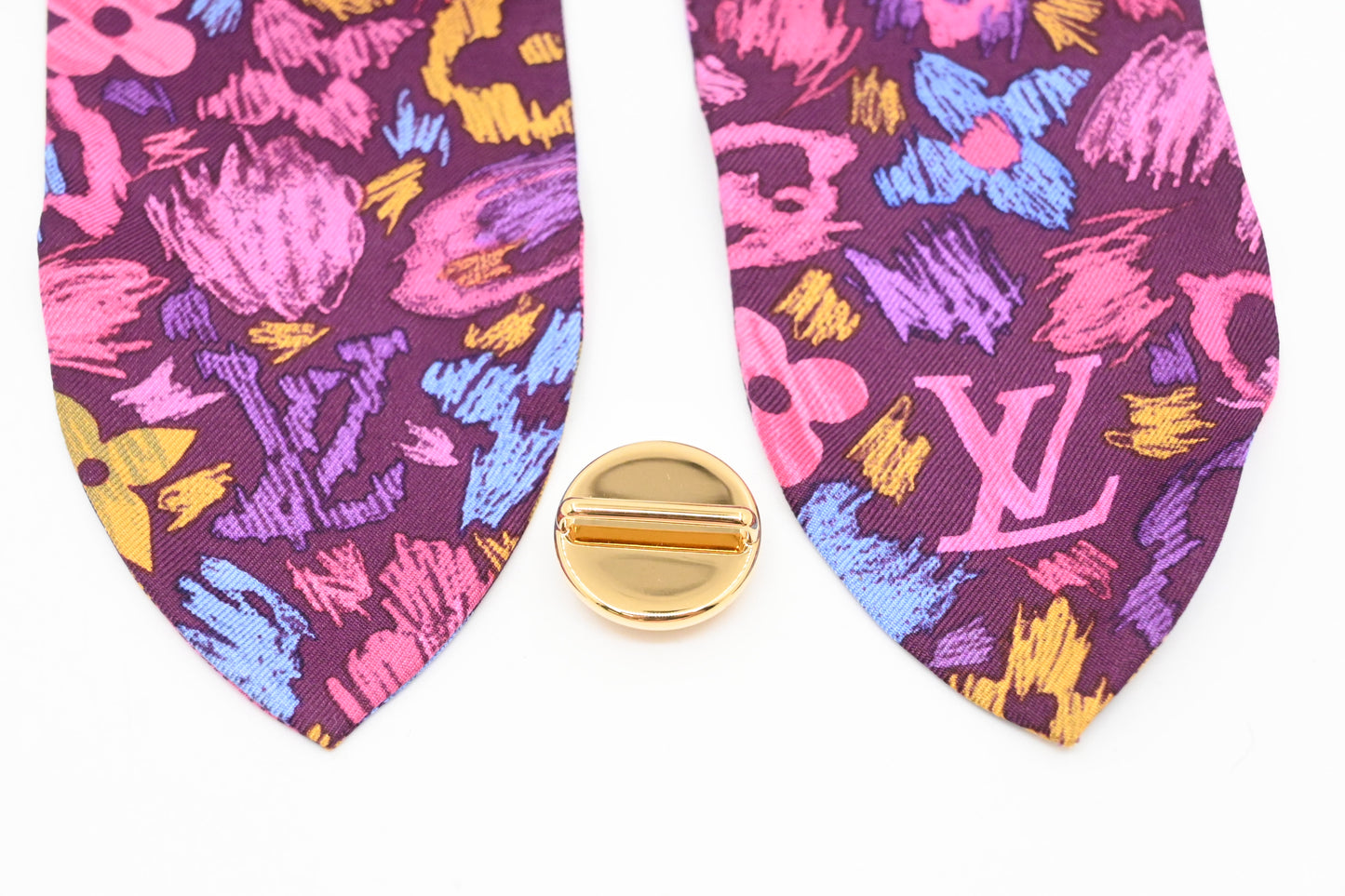 Louis Vuitton Bandeau with Ring in Purple Floral Silk