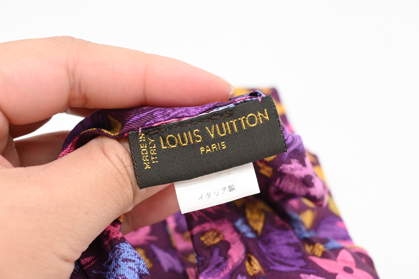 Louis Vuitton Bandeau with Ring in Purple Floral Silk