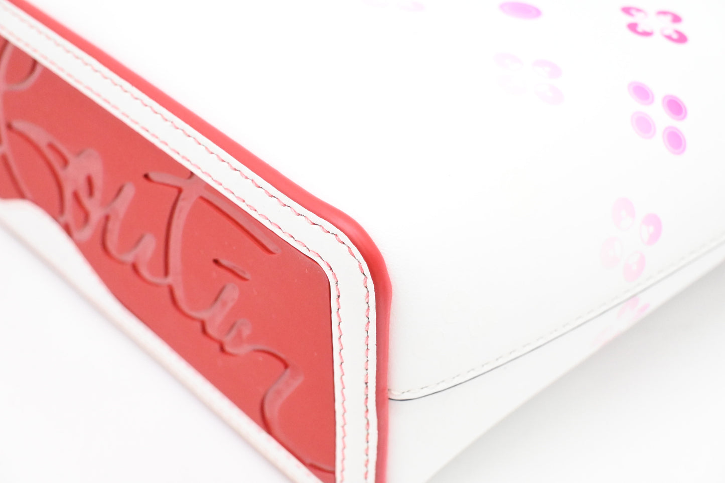 Louboutin Cabata in White and Pink Leather