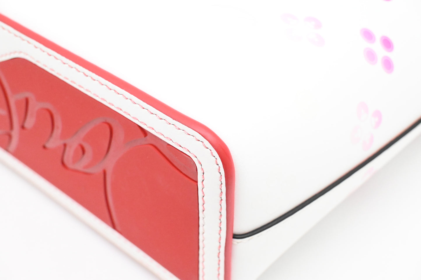 Louboutin Cabata in White and Pink Leather