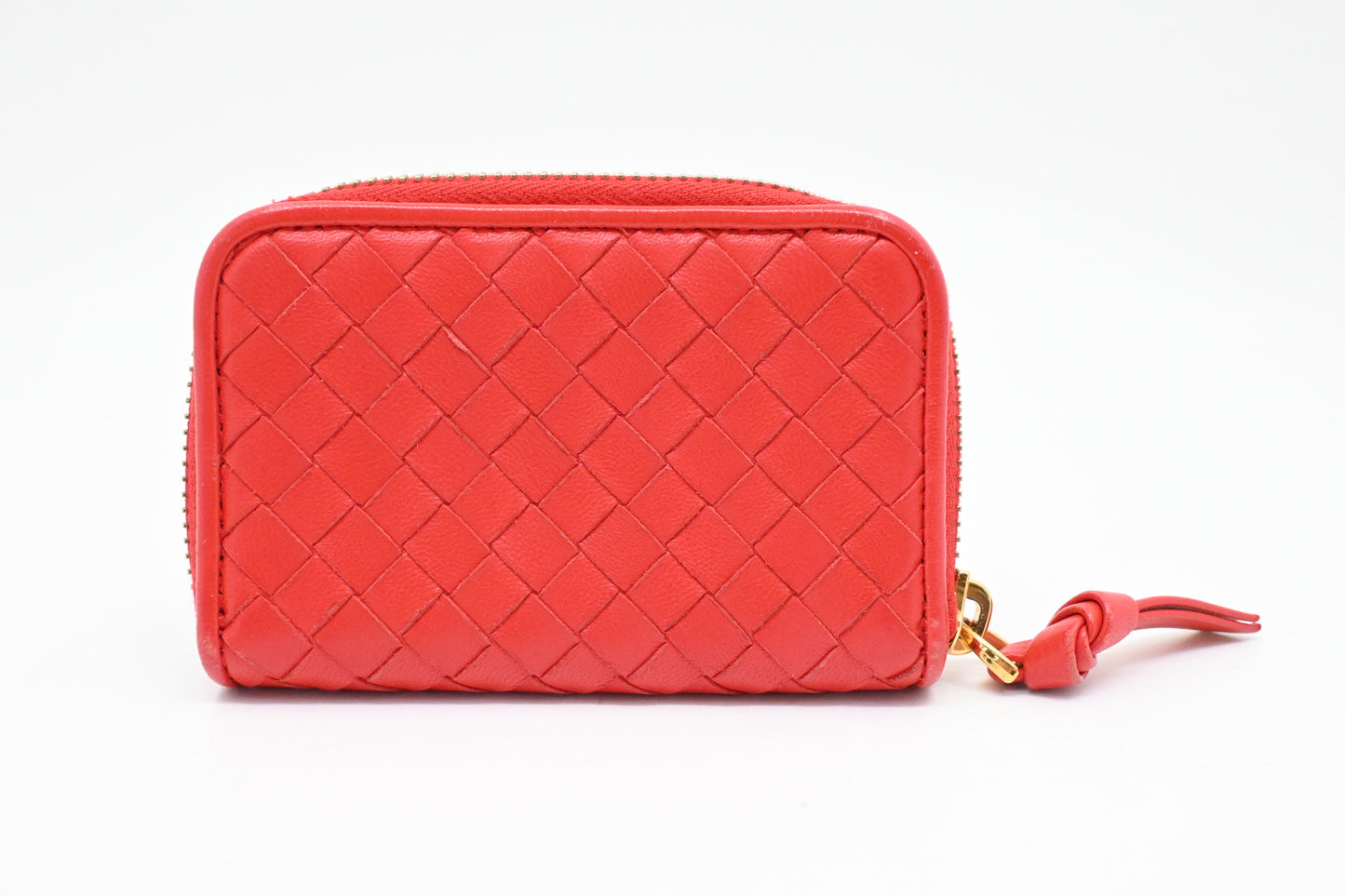Bottega Veneta Compact Zippy in Red Intrecciato Leather