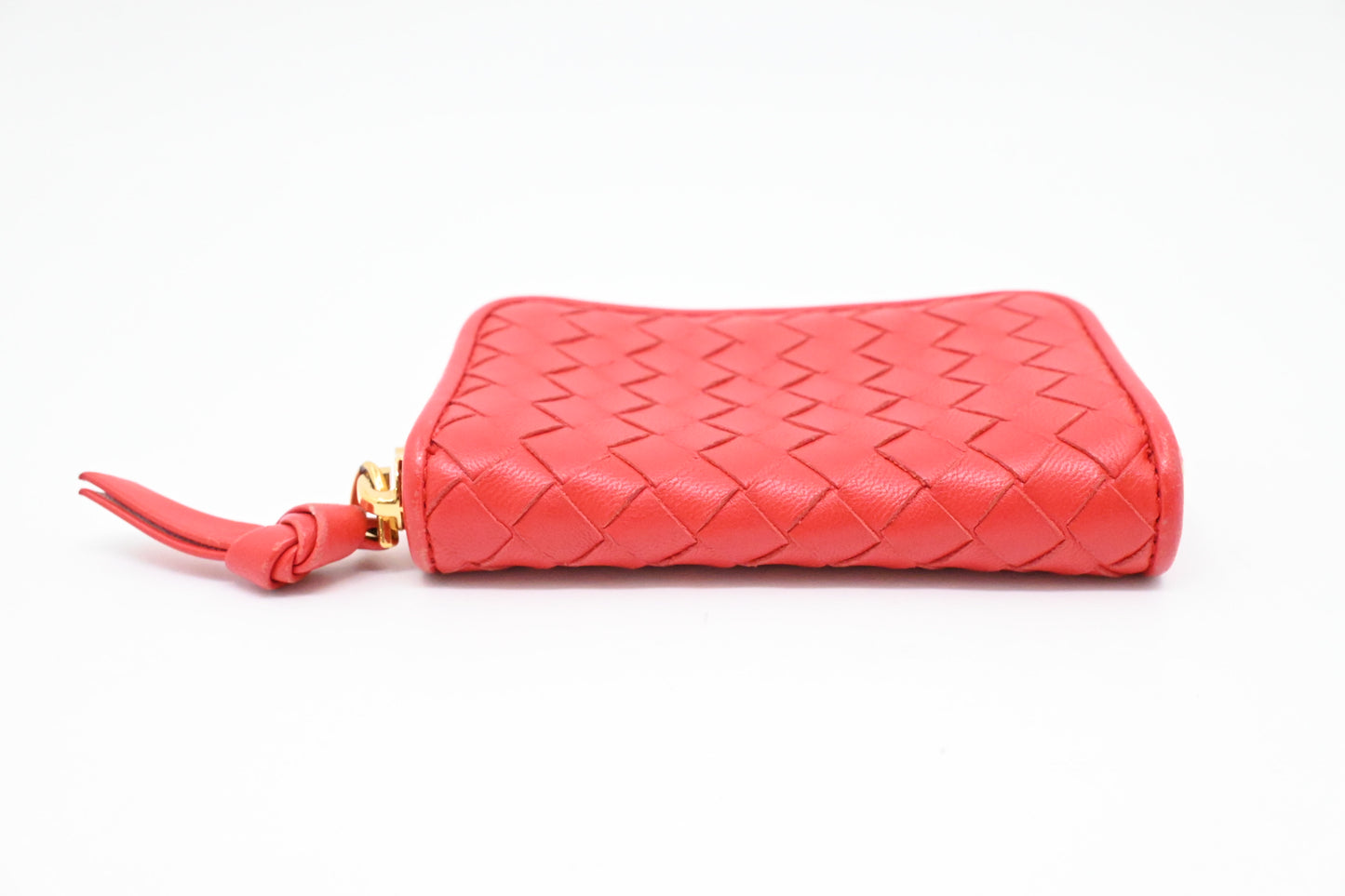 Bottega Veneta Compact Zippy in Red Intrecciato Leather