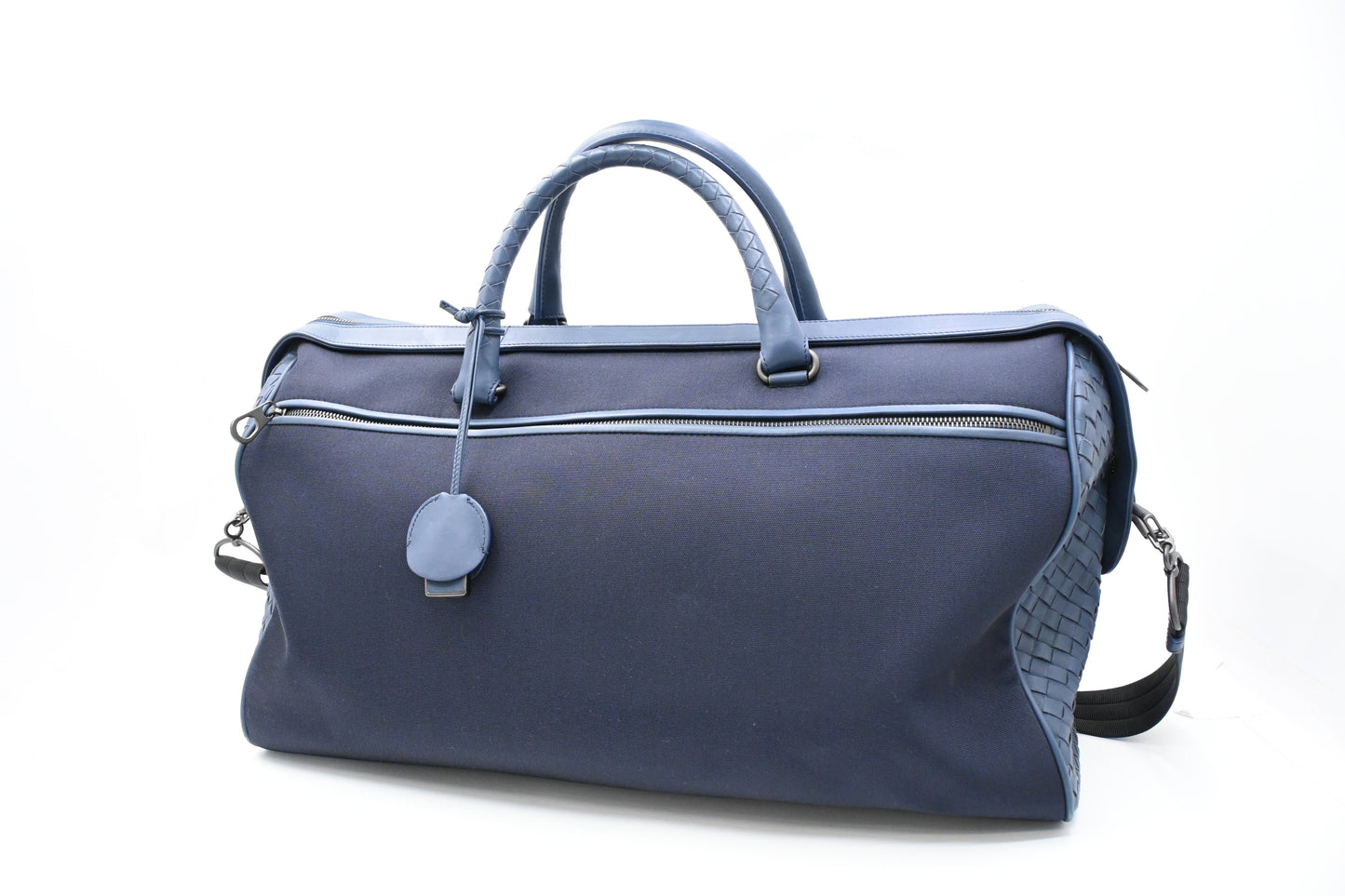 Bottega Veneta Travel Bag in Blue Canvas and Intrecciato Leather