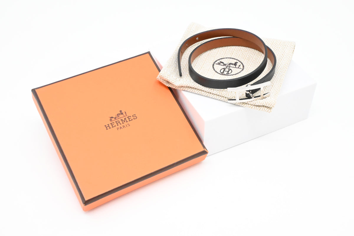 Hermes Double Bracelet in Black Leather