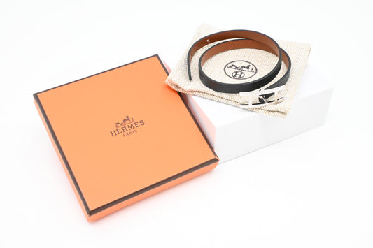 Hermes Double Bracelet in Black Leather
