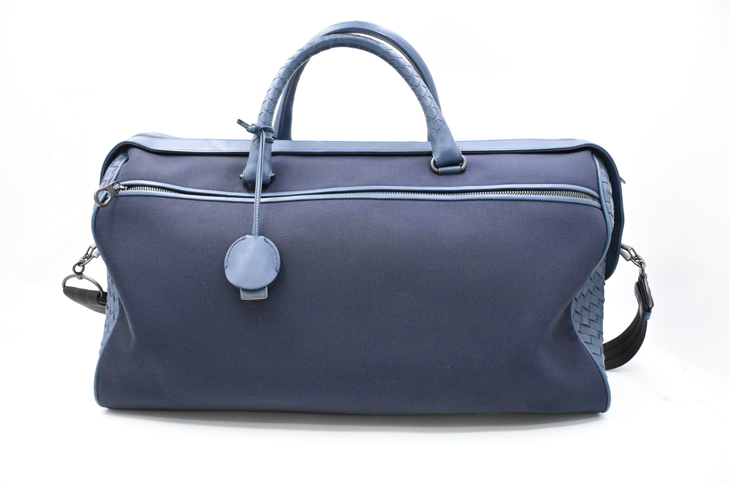 Bottega Veneta Travel Bag in Blue Canvas and Intrecciato Leather