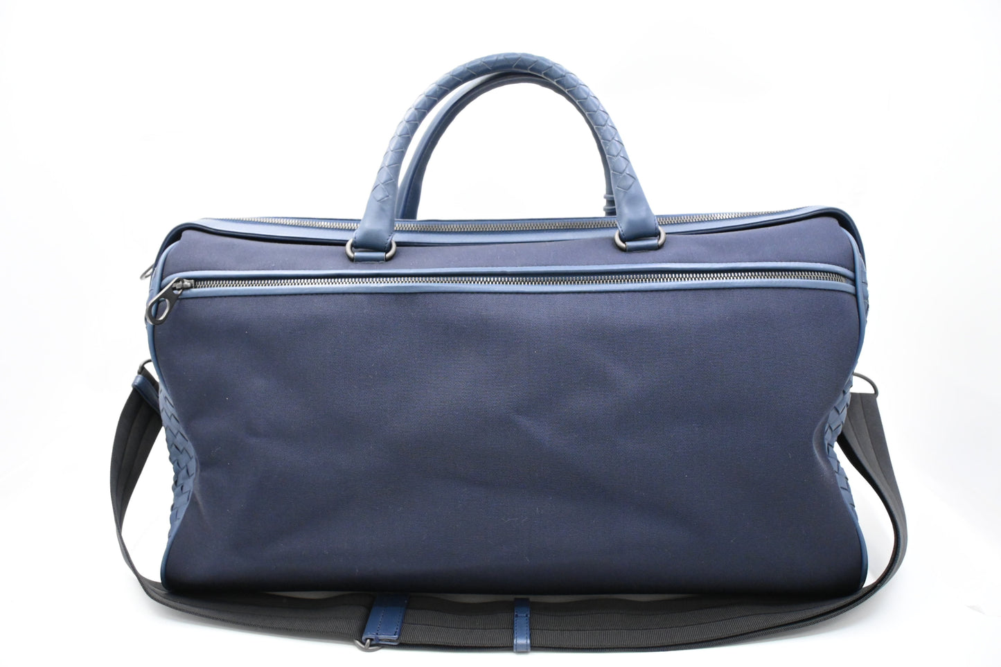 Bottega Veneta Travel Bag in Blue Canvas and Intrecciato Leather