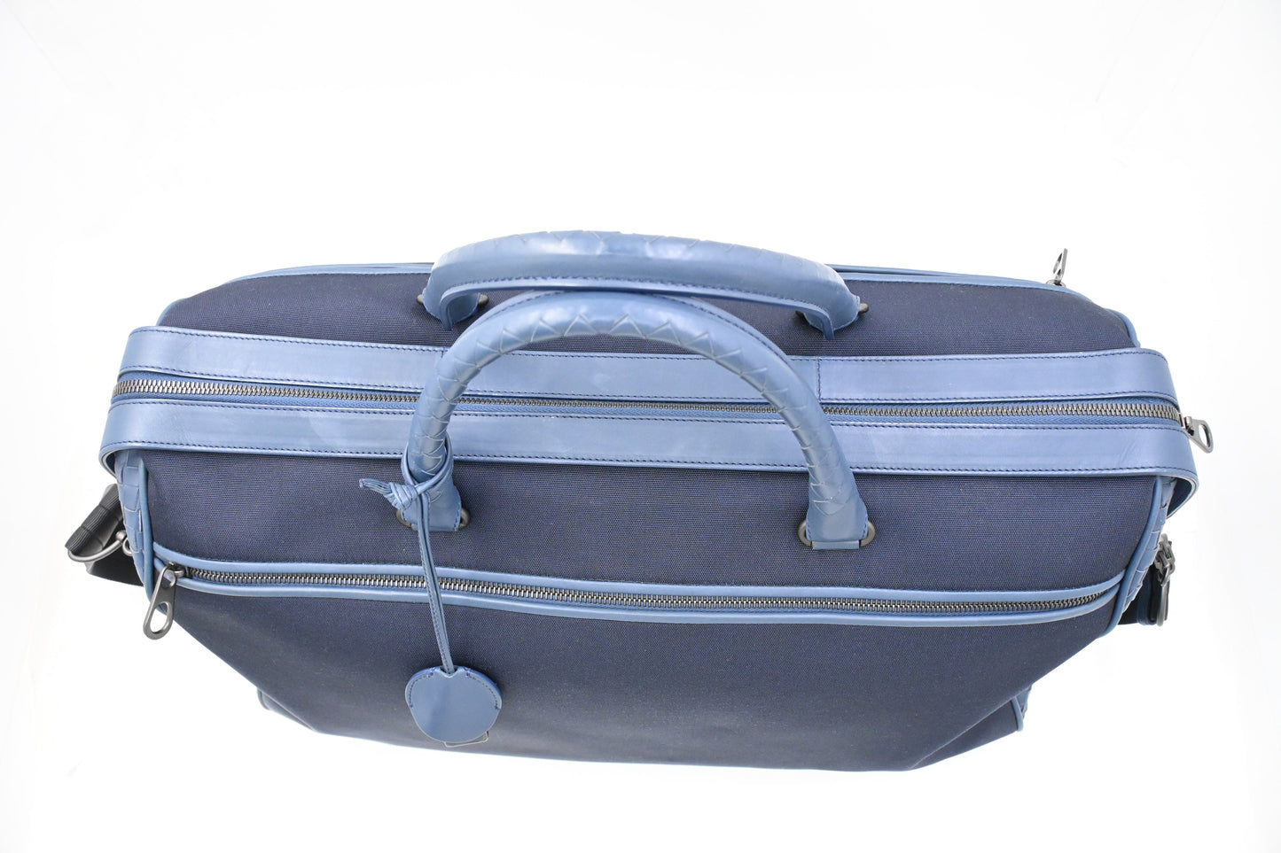 Bottega Veneta Travel Bag in Blue Canvas and Intrecciato Leather