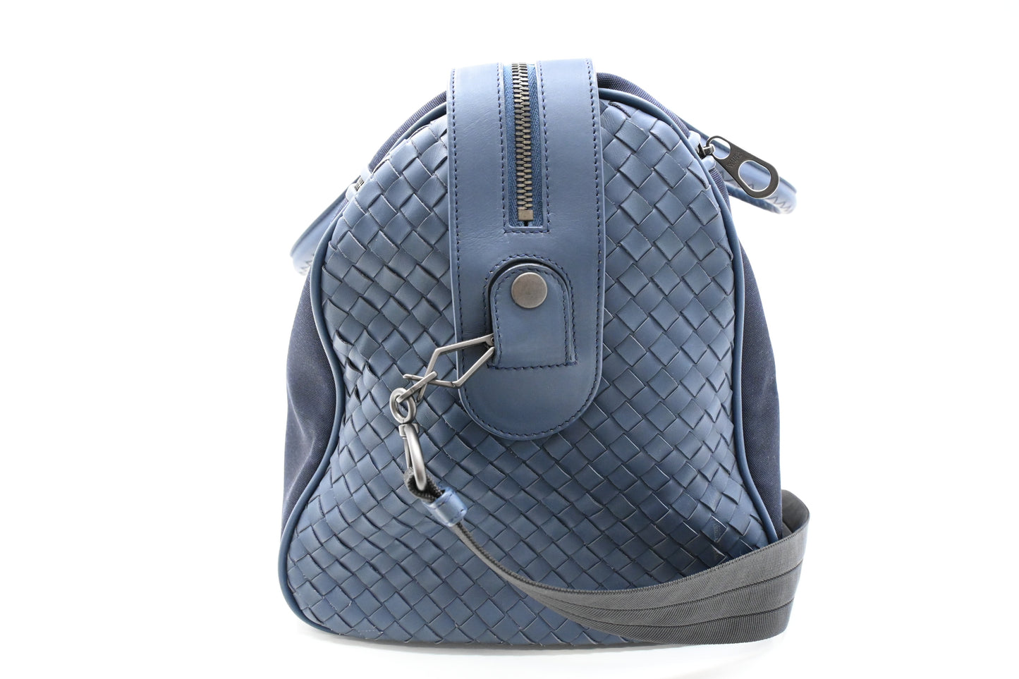 Bottega Veneta Travel Bag in Blue Canvas and Intrecciato Leather