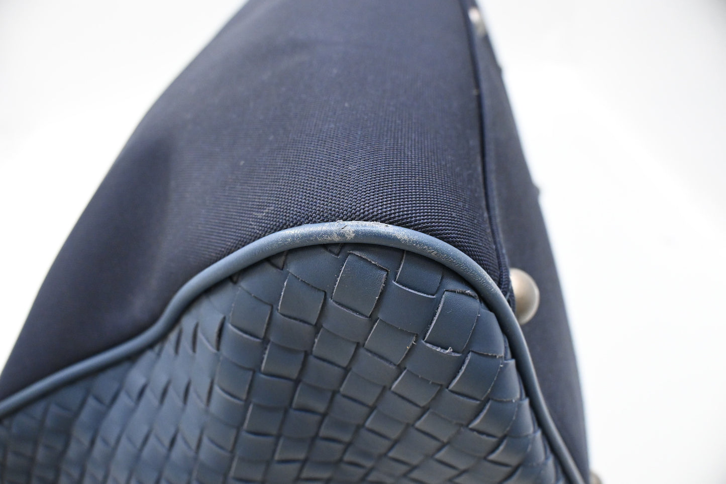 Bottega Veneta Travel Bag in Blue Canvas and Intrecciato Leather