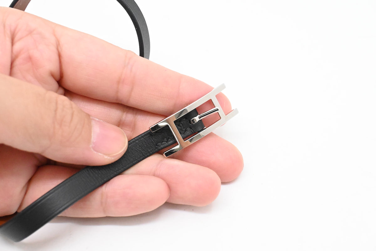 Hermes Double Bracelet in Black Leather