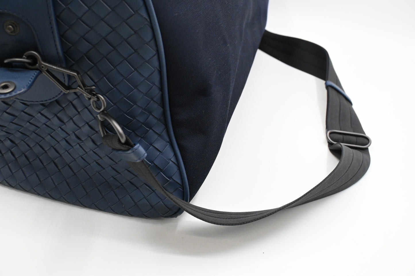 Bottega Veneta Travel Bag in Blue Canvas and Intrecciato Leather