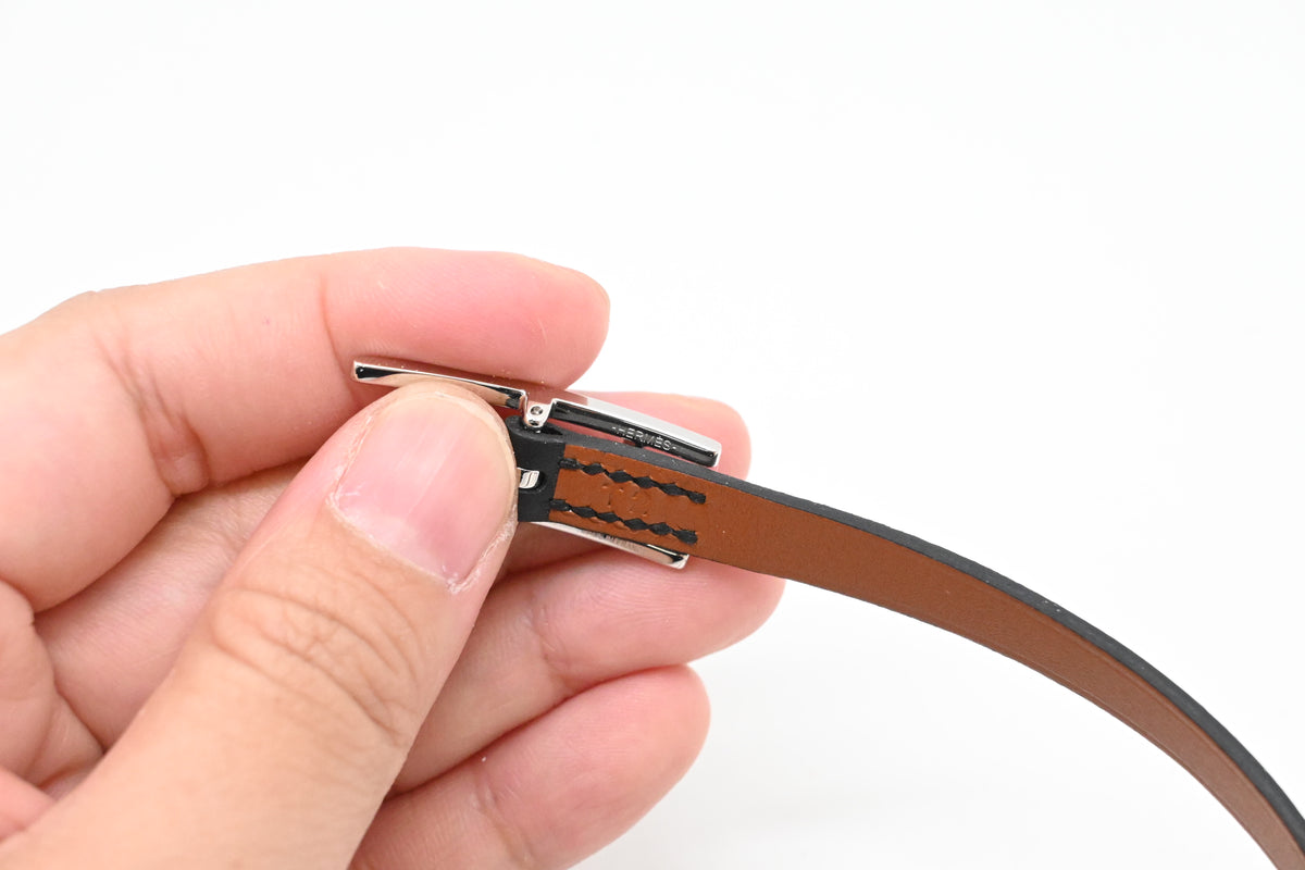 Hermes Double Bracelet in Black Leather