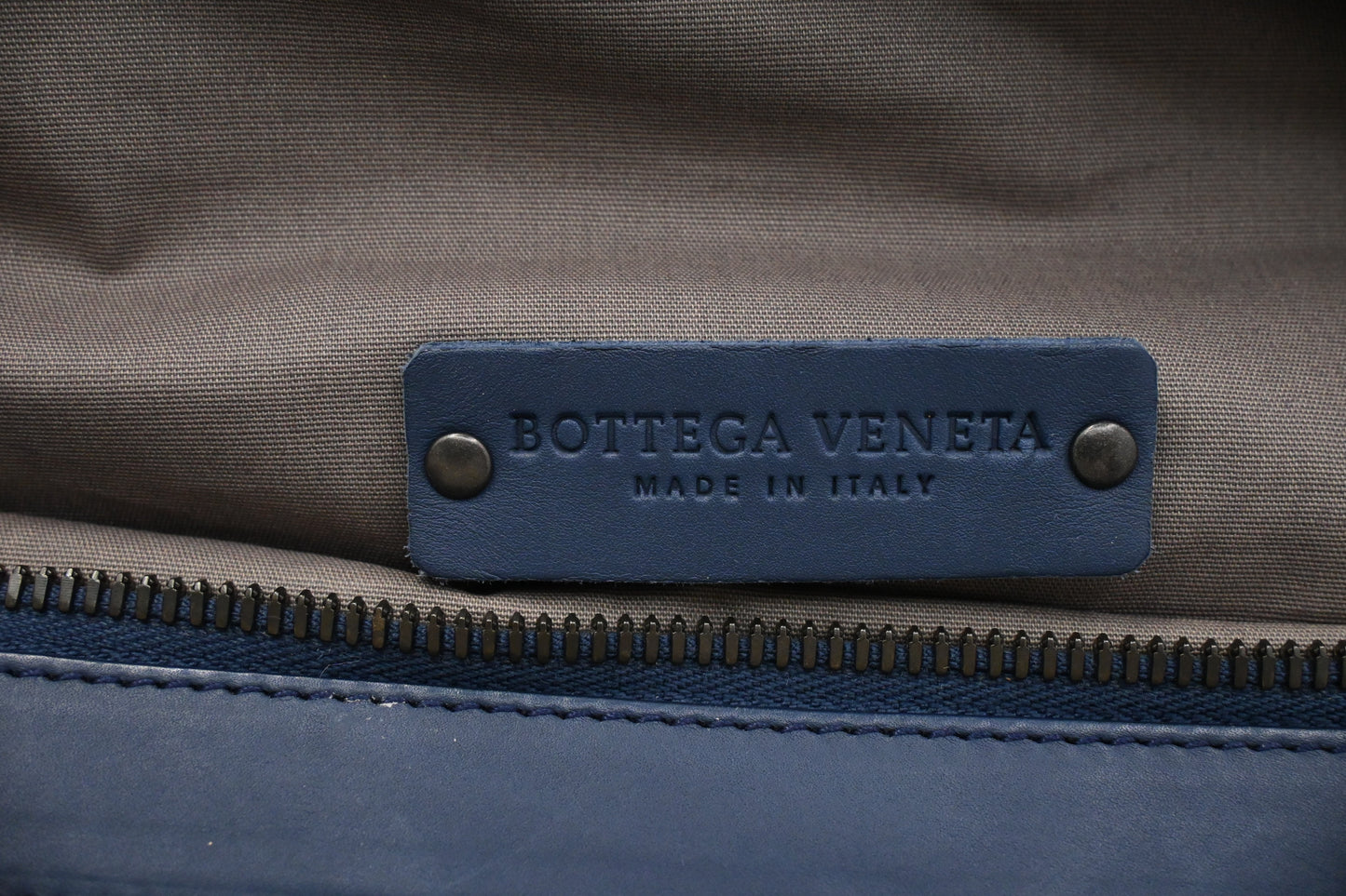 Bottega Veneta Travel Bag in Blue Canvas and Intrecciato Leather