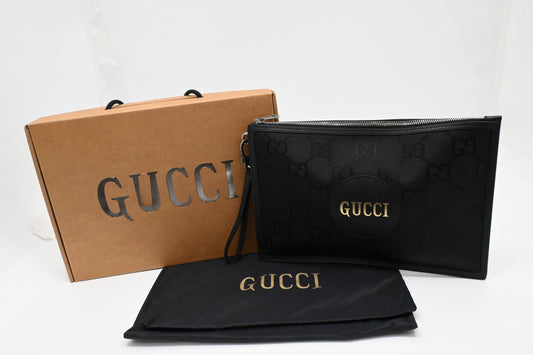 Gucci "Off the Grid" Wristlet Pouch in Black Canvas