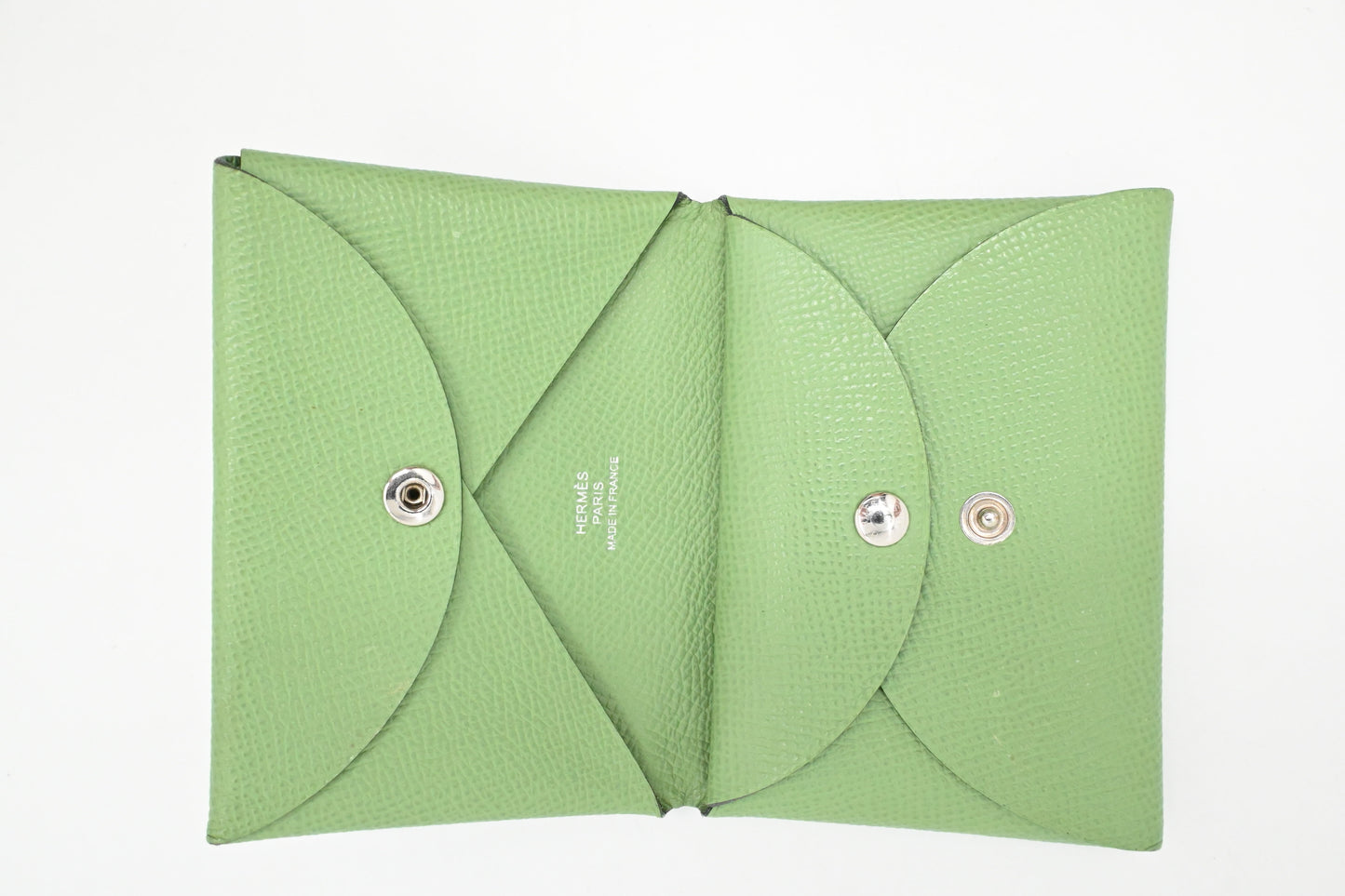Hermes Calvi Duo Verso in Vert Criquet Leather