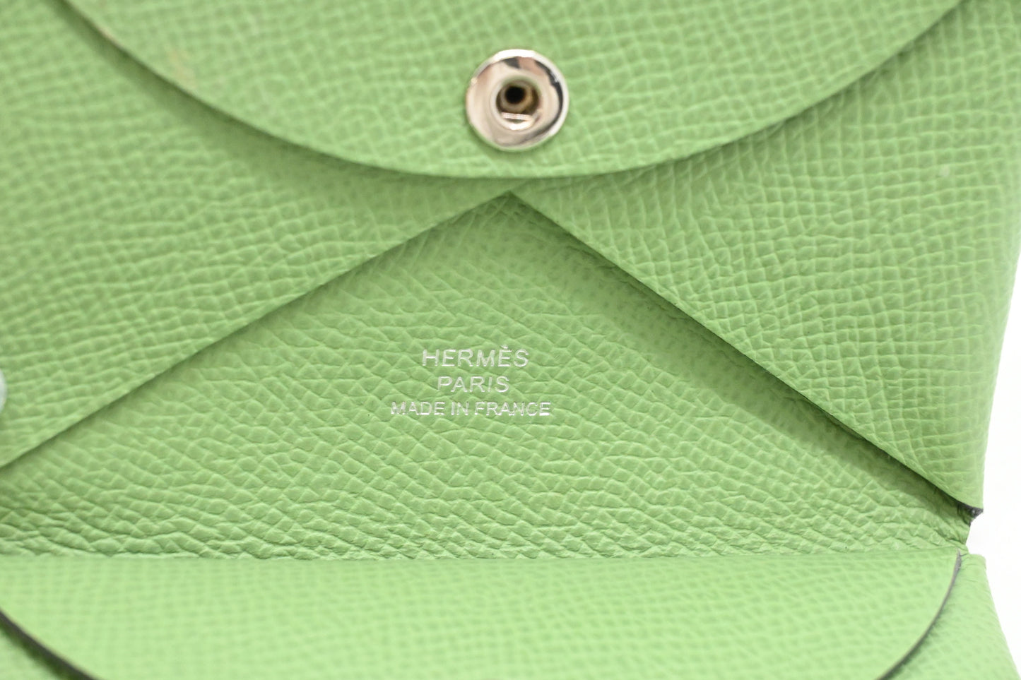 Hermes Calvi Duo Verso in Vert Criquet Leather