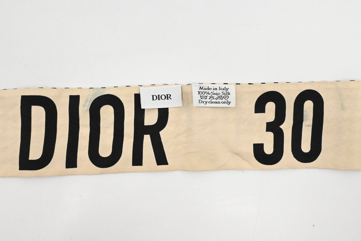 Dior Houndstooth Mitzah Scarf in Black and Cream Silk
