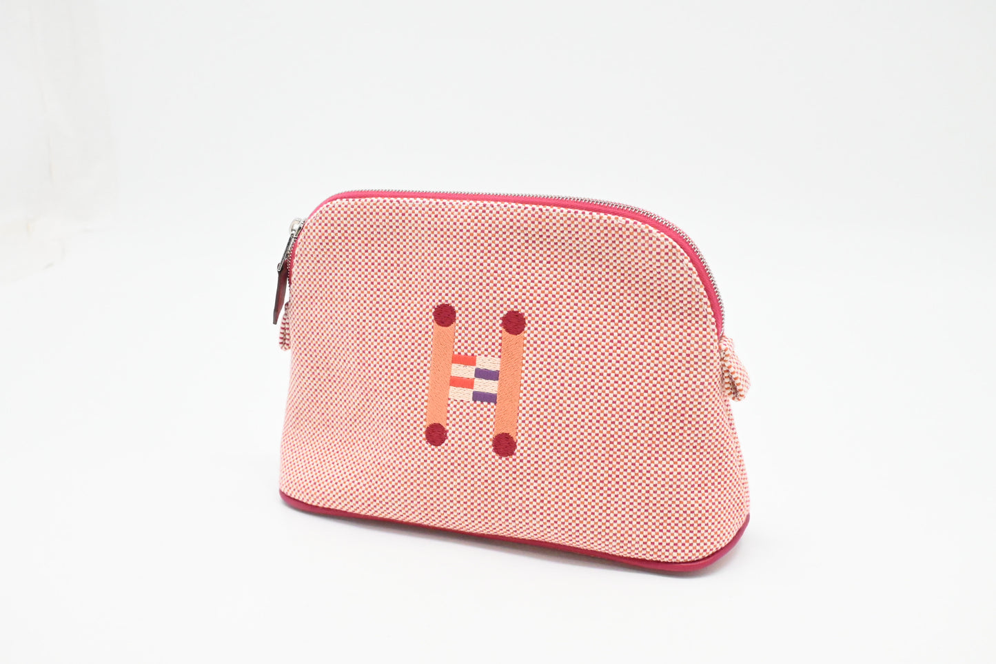 Hermes Crazy H Bolide Pouch in Pink Canvas