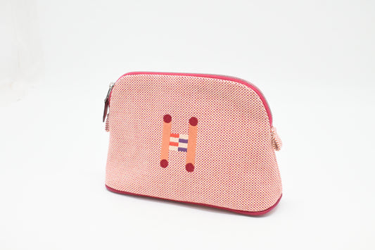 Hermes Crazy H Bolide Pouch in Pink Canvas