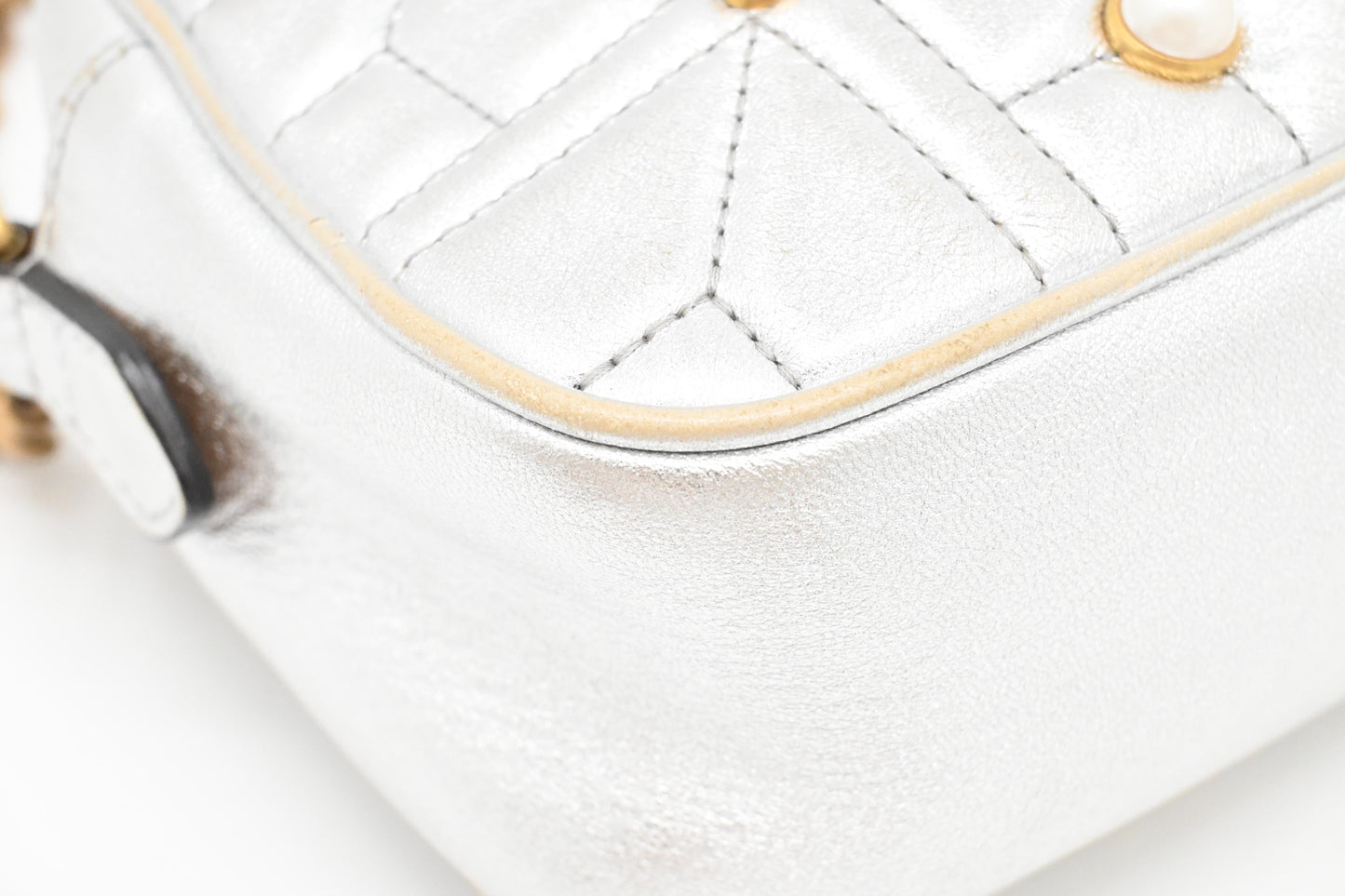 Gucci Mini Marmont Crossbody in Silver Leather