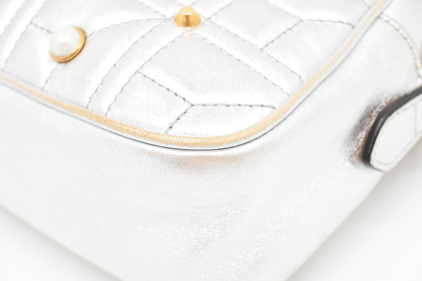 Gucci Mini Marmont Crossbody in Silver Leather