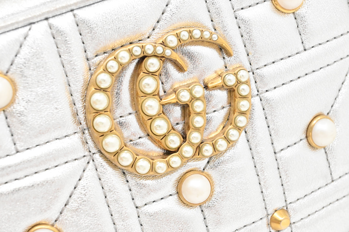 Gucci Mini Marmont Crossbody in Silver Leather