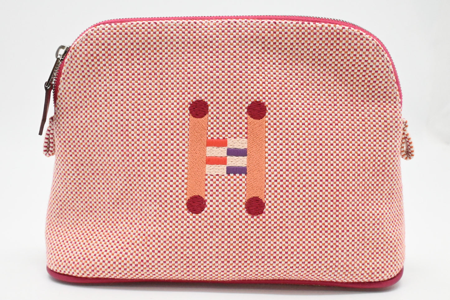 Hermes Crazy H Bolide Pouch in Pink Canvas