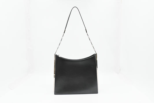 Ferragamo Shoulder Bag in Matte Black Leather