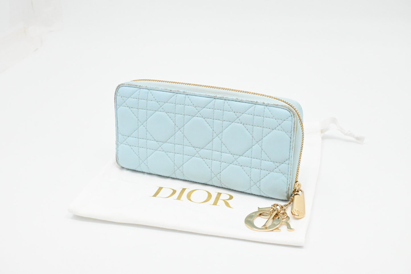 Dior Voyageur Wallet in Light Blue Leather